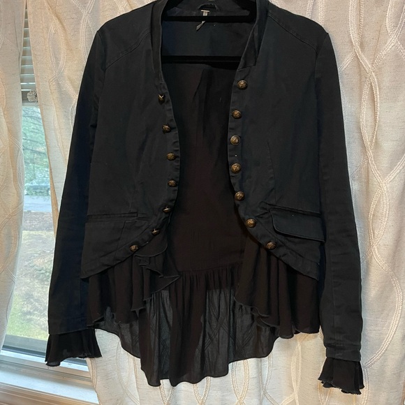 *SOLD* Free People Ruffles Romance military style jacket vintage - Picture 2 of 5